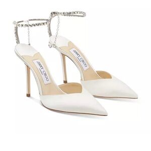 Jimmy Choo Saeda 100 - Ivory and Crystal - size 39.5